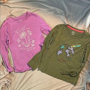 Purple and Green Long Sleeve Tees